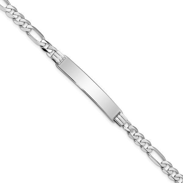 14KT White Gold 8" 6.5MM ID Figaro Bracelet