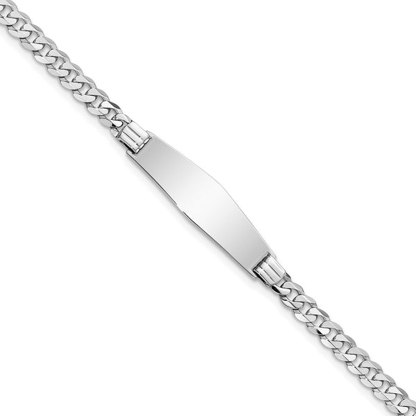 14KT White Gold 8" 7.5MM Flat Curb ID Bracelet