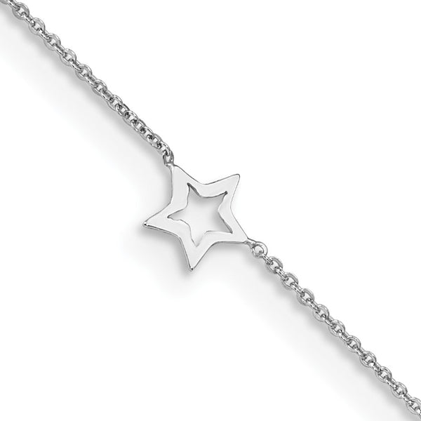 14KT White Gold 9"+1" extender Adjustable Anklet
