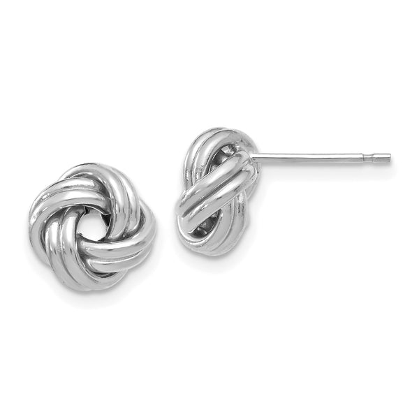 14KT White Gold 9MM Stud Love Knot Earrings