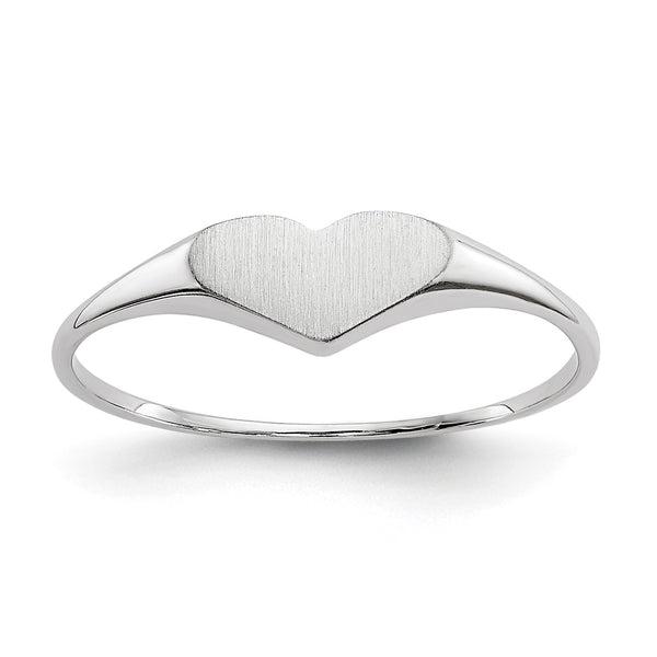 14KT White Gold Childrens Heart Ring; Size 4