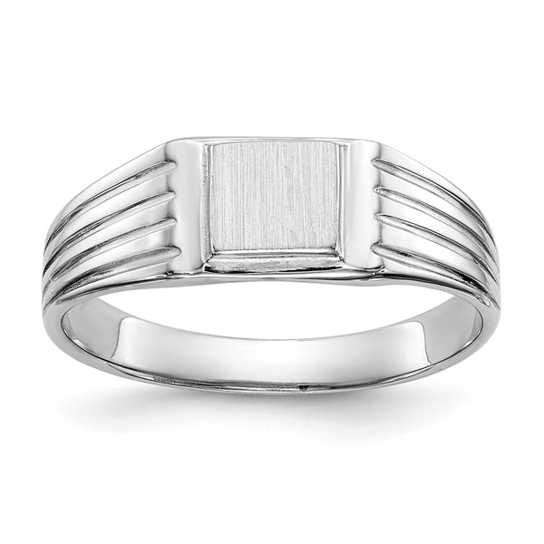 14KT White Gold Childrens Signet Ring; Size 5.5
