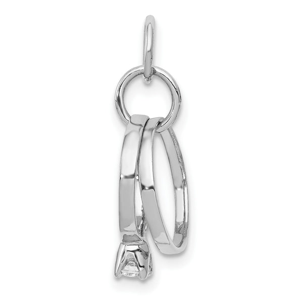 14KT White Gold Cubic Zirconia 18X15MM Pendant-Chain Not Included