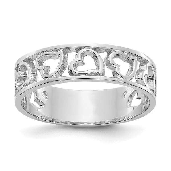 14KT White Gold Heart Ring; Size 6