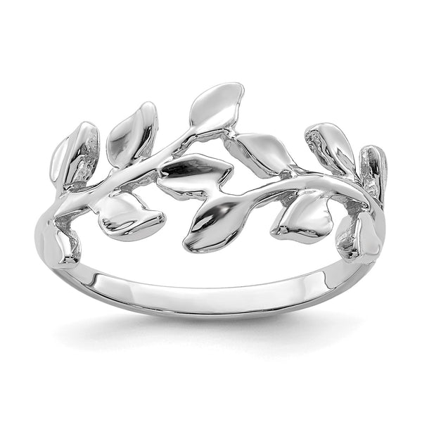 14KT White Gold Leaf Ring; Size 7