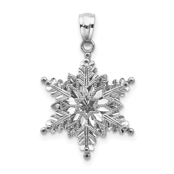 14KT White Gold Snowflake Pendant-Chain Not Included