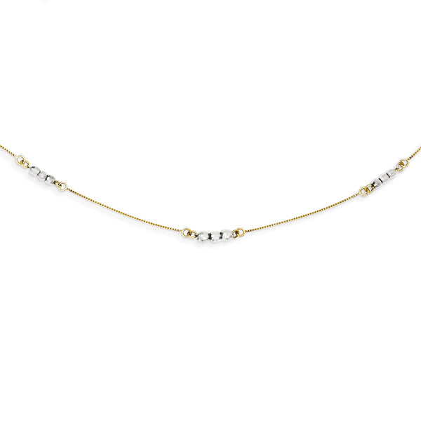 14KT White and Yellow Gold 18" Beaded Necklace