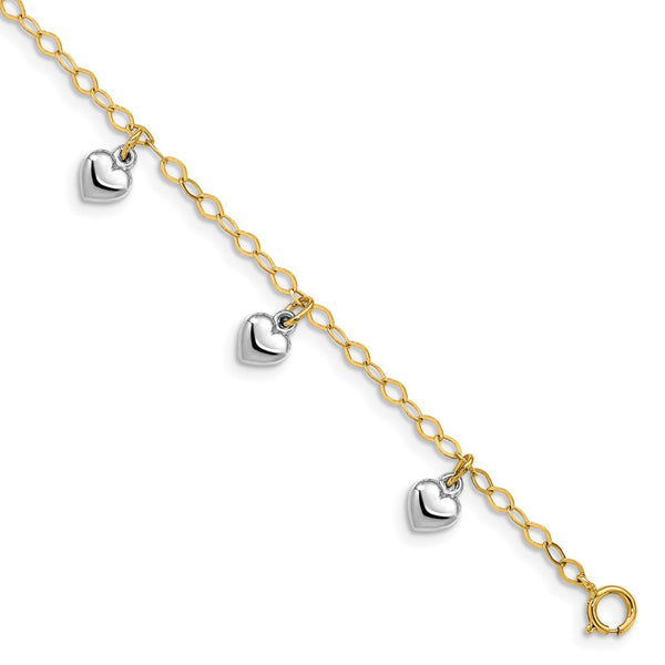 14KT White and Yellow Gold 5.5" 2MM Lobster Clasp ID Baby Bracelet