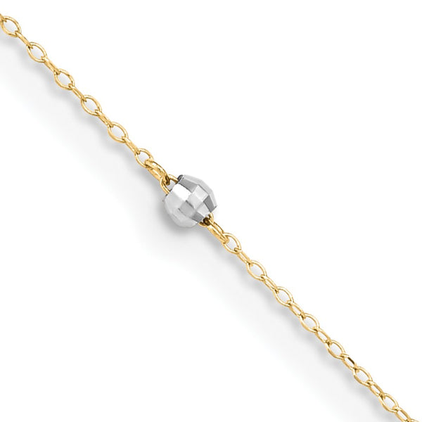 14KT White and Yellow Gold 9"+1" extender Adjustable Anklet
