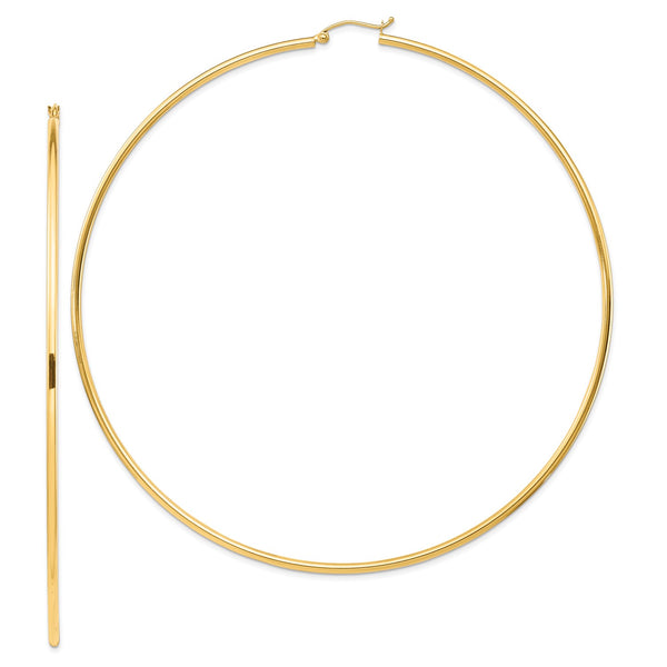14KT Yellow Gold 100X2MM Hoop Earrings