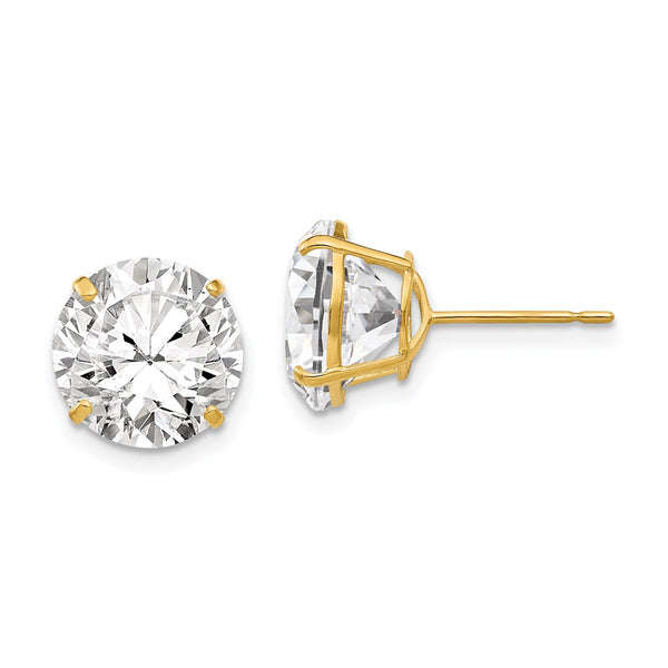 14KT Yellow Gold 10MM Round Cubic Zirconia Stud Earrings