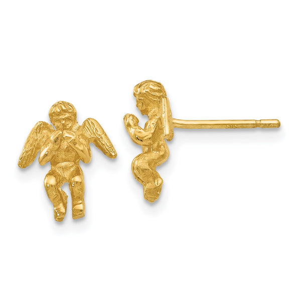 14KT Yellow Gold 10X9MM Stud Angel Earrings