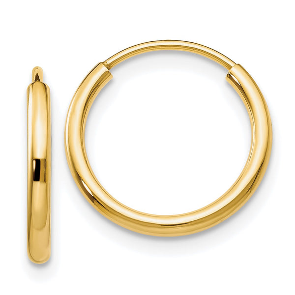 14KT Yellow Gold 11X1.5MM Hoop Earrings
