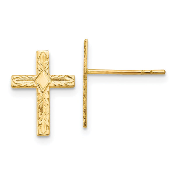 14KT Yellow Gold 13X10MM Cross Earrings
