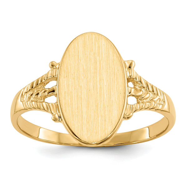 14KT Yellow Gold 14X8.5MM Closed Back Signet Ring; Size 7
