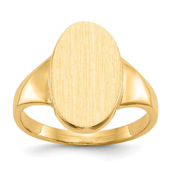14KT Yellow Gold 14X9MM Closed Back Signet Ring; Size 6