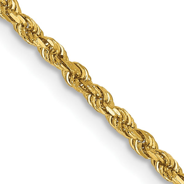 14KT Yellow Gold 14" 1.75MM Diamond-cut Lobster Clasp Rope Chain