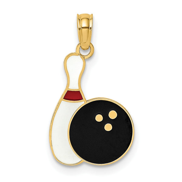 14KT Yellow Gold 15X11MM Bowling Ball Pin Charm
