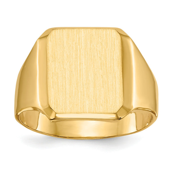14KT Yellow Gold 15X12.5MM Closed Back Signet Ring; Size 10