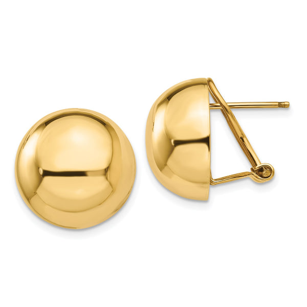 14KT Yellow Gold 16MM Half Ball Earrings