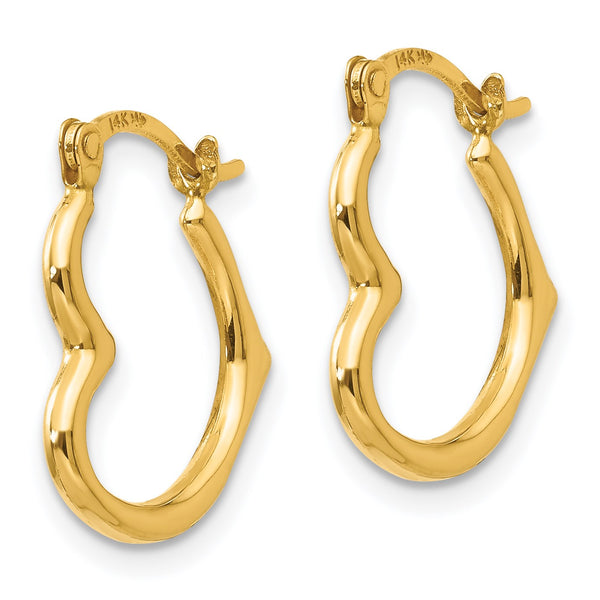 14KT Yellow Gold 16X13MM Heart Hoop Earrings