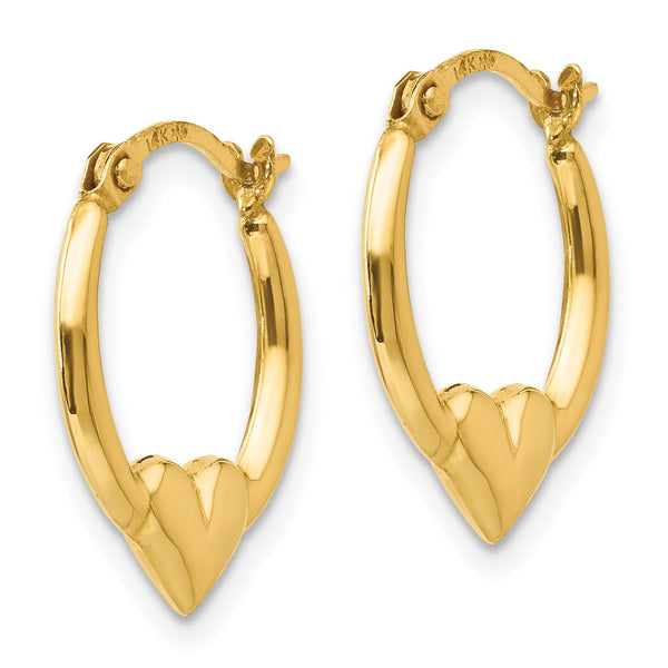 14KT Yellow Gold 16X13MM Heart Hoop Earrings