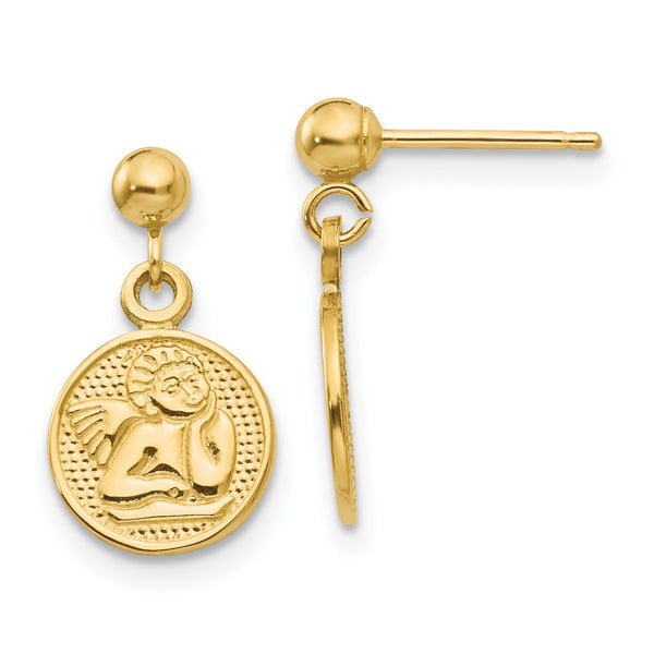 14KT Yellow Gold 16X8MM Angel Earrings