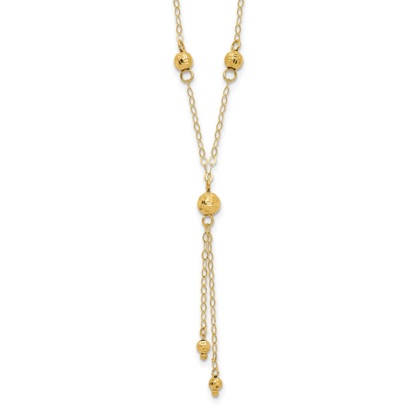 14KT Yellow Gold 16"+2" extender Beaded Lariat Necklace