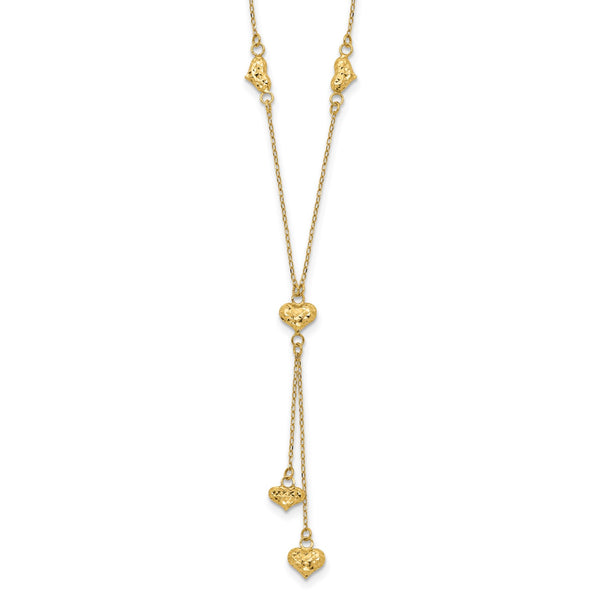 14KT Yellow Gold 16"+2" extender Puffed Heart Necklace