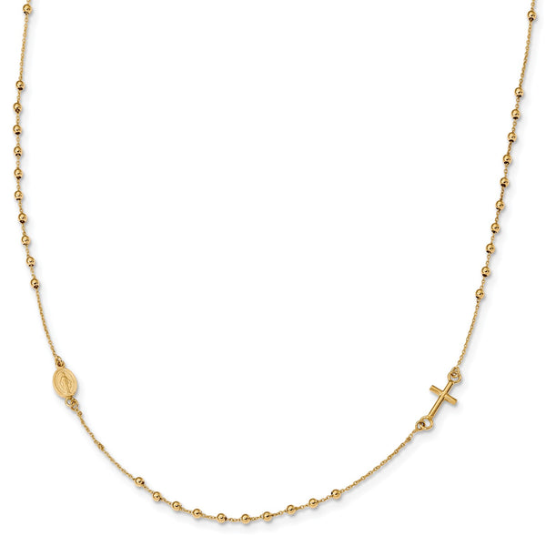 14KT Yellow Gold 16" Cross Rosary Necklace