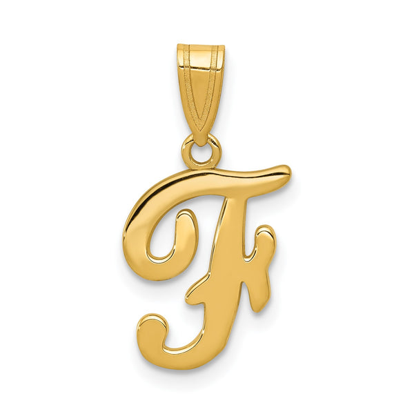 14KT Yellow Gold 18X12MM Initial Pendant-Chain Not Included; Initial F