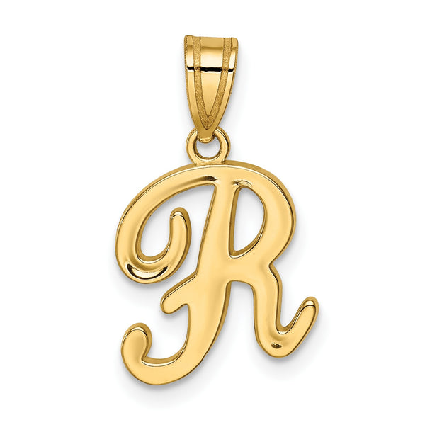 14KT Yellow Gold 18X12MM Initial Pendant-Chain Not Included; Initial R
