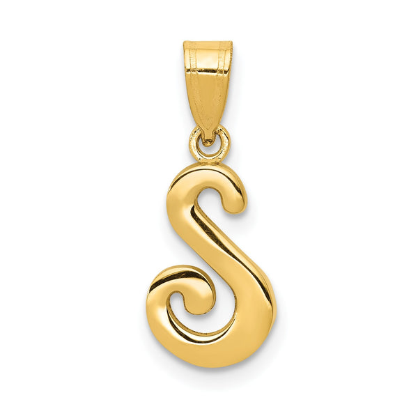 14KT Yellow Gold 18X12MM Initial Pendant-Chain Not Included; Initial S