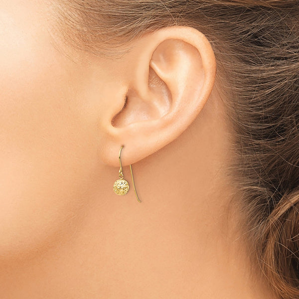 14KT Yellow Gold 18X6MM Diamond-cut Ball Drop & Dangle Earrings