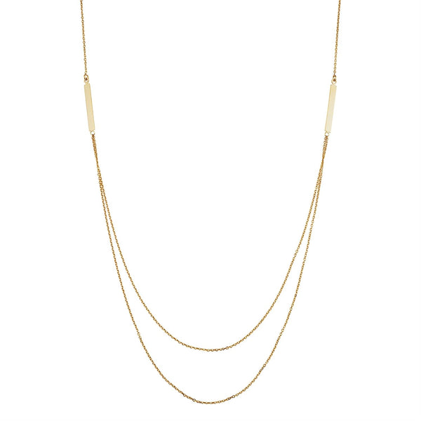 14KT Yellow Gold 18" Layered Bar Necklace