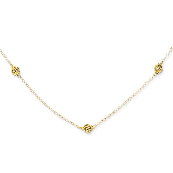 14KT Yellow Gold 18" Beaded Necklace