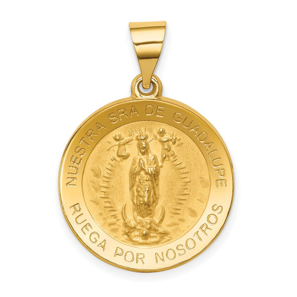 14KT Yellow Gold 19MM Guadalupe Medal Pendant-Chain Not Included