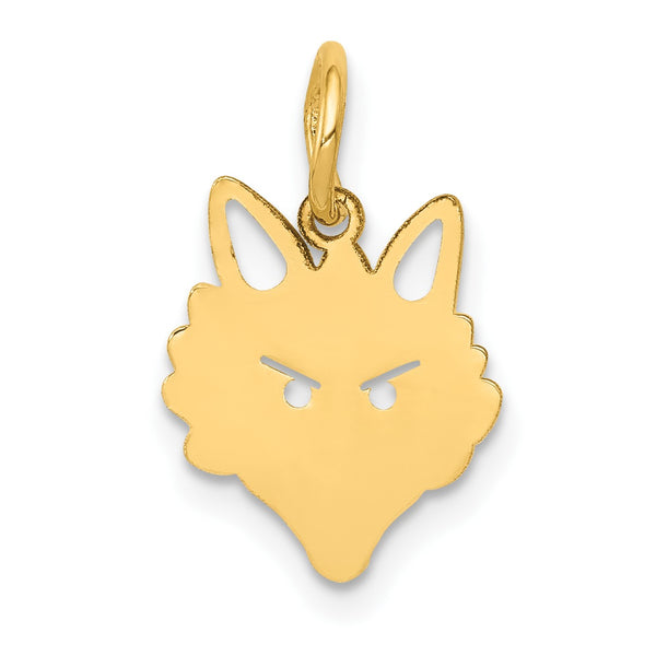 14KT Yellow Gold 19X11MM Fox Head Pendant-Chain Not Included