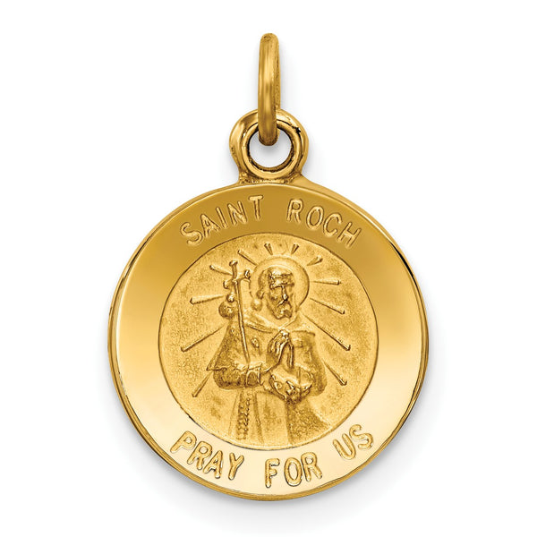14KT Yellow Gold 19X12MM Medal Saint Roch Pendant-Chain Not Included