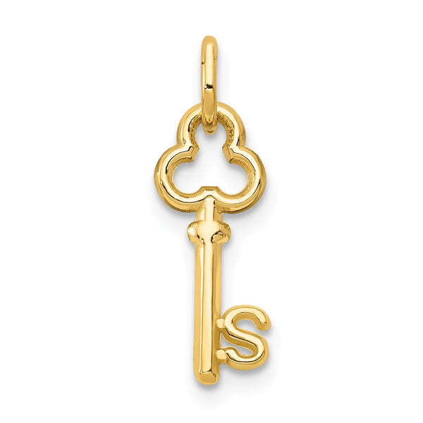 14KT Yellow Gold 19X4MM Key Initial Pendant-Chain Not Included; Initial S
