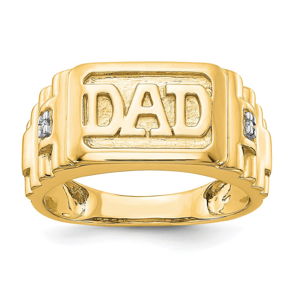 14KT Yellow Gold 1/100 CTW Dad Ring; Size 11