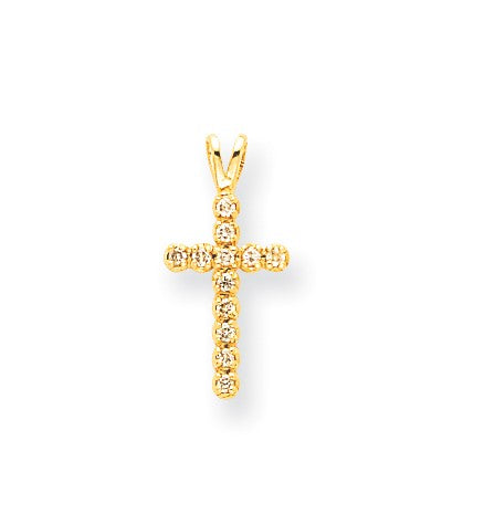 14KT Yellow Gold 1/10 CTW 20X10MM Cross Pendant-Chain Not Included