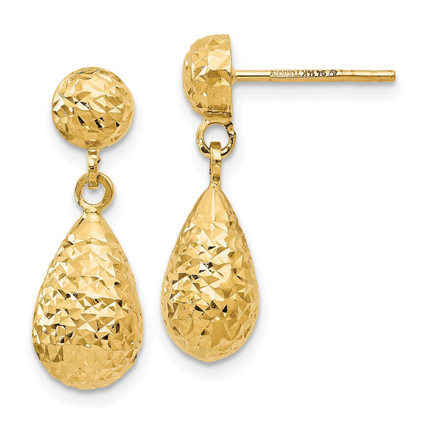 14KT Yellow Gold 20X7MM Drop & Dangle Diamond-cut Earrings