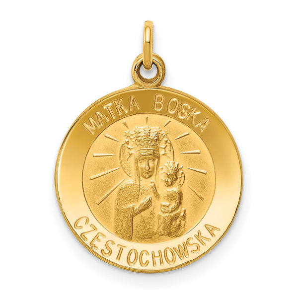 14KT Yellow Gold 21X15MM Reversible Medal Matka Boska Pendant-Chain Not Included