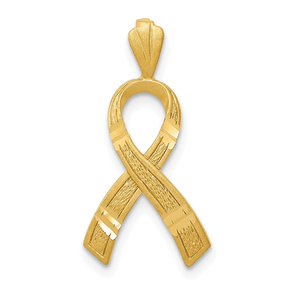 14KT Yellow Gold 22X10MM Awareness Pendant-Chain Not Included
