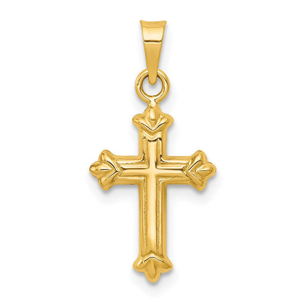 14KT Yellow Gold 23X11MM Childrens Fleur De Lis Cross Pendant-Chain Not Included