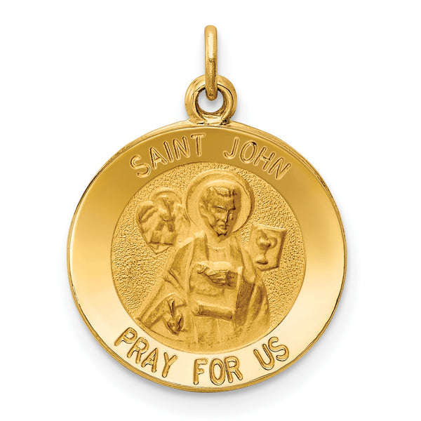 14KT Yellow Gold 23X16MM Medal Saint John Pendant-Chain Not Included
