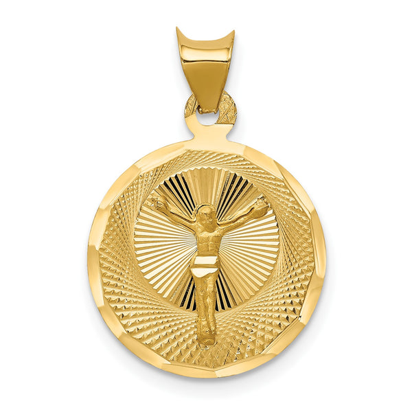 14KT Yellow Gold 23.5X16MM Diamond-cut Jesus Christ Pendant-Chain Not Included