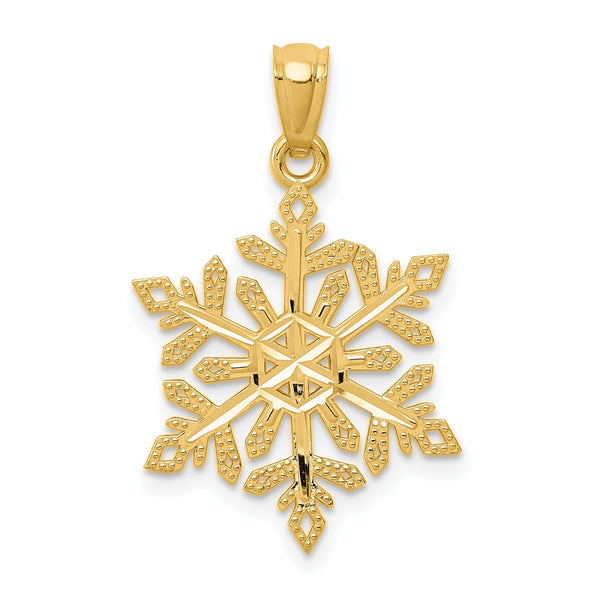 14KT Yellow Gold 25X15MM Snowflake Pendant-Chain Not Included
