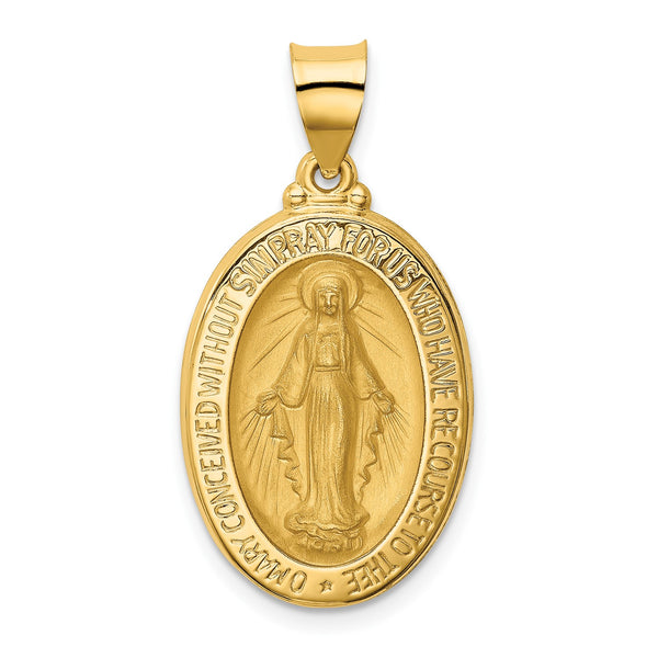 14KT Yellow Gold 25X15MM Miraculous Medal Pendant-Chain Not Included